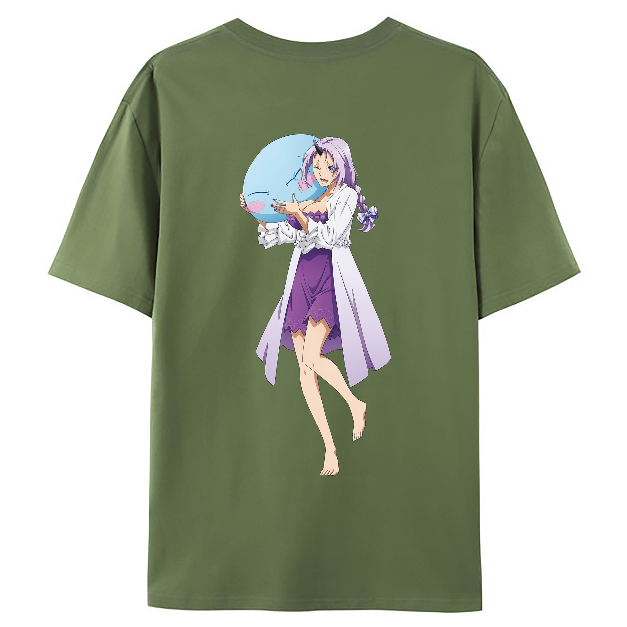 （画像用） 転スラ Regarding Reincarnated to Slime 綿100％ メンズ半袖Tシャツ（バックプリント） 通気性
